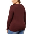 thumbnail image 4 of DARING DIVA Plus Size Long Sleeve Crewneck Sweater Fall Casual Tops 3X Burgundy, 4 of 6