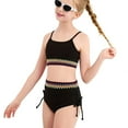 thumbnail image 3 of MEZZALL Girls Swimsuits Teen Girls Two Piece Bathing Suit High Waist Bikini Set With Chest Pad Color Block Swimwear 9 16T Cute Toddler Clothing, 3 of 6