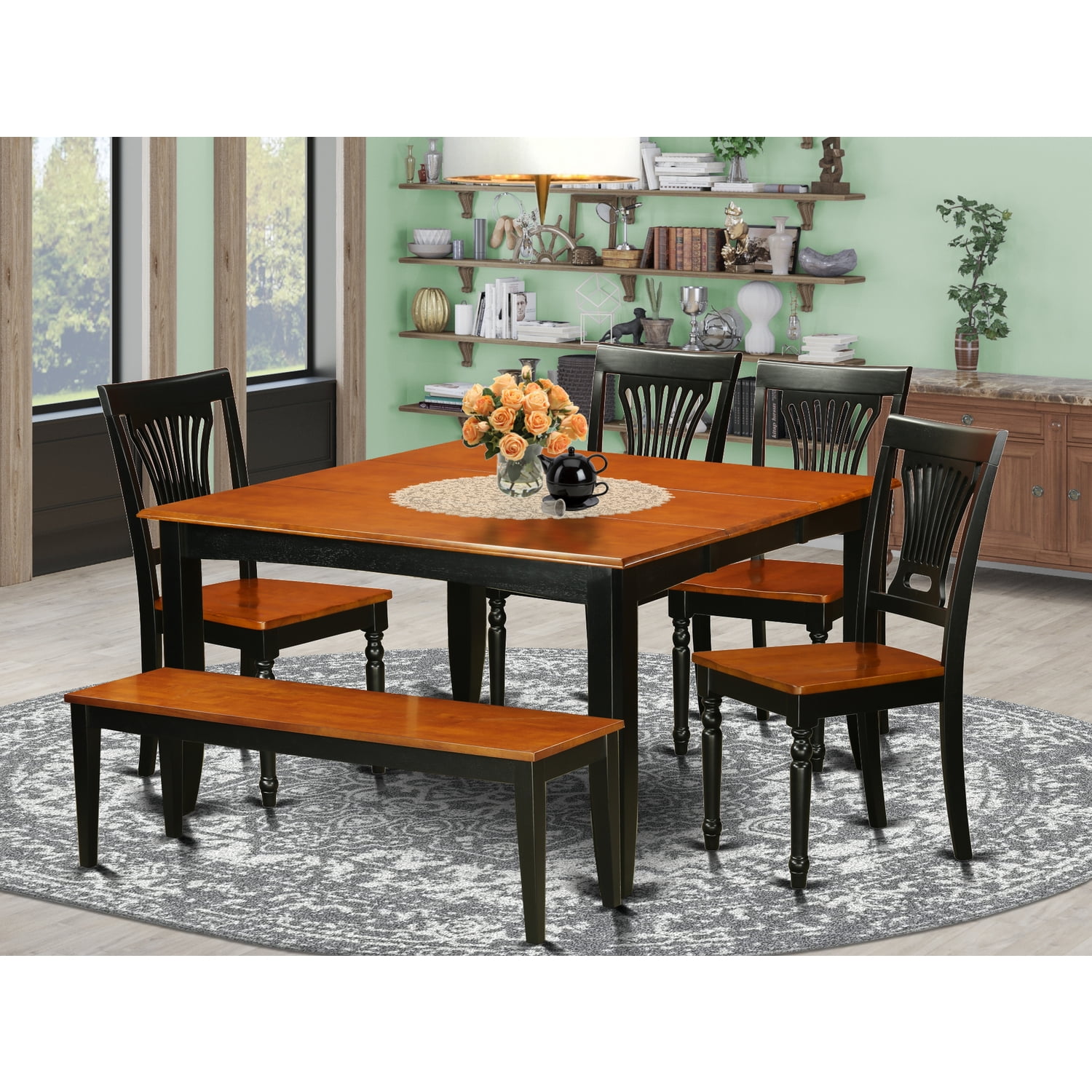 Dining Room SetDining Table And Wood Dining ChairsFinishBlack