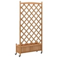 thumbnail image 6 of vidaXL Planter with Trellis and Wheels Brown Solid Wood Fir, 6 of 8