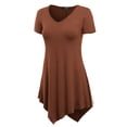 thumbnail image 2 of Made by Johnny Women's V-Neck Asymmetrical Tunic Top XL RUST, 2 of 6