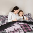 thumbnail image 5 of Erosebridal Pink Western King Bedding Sets Country Cowgirl Comforter Set Wild West Bull Horse Comforter Teen Women,Rustic Farmhouse Buffalo Plaid Quilt 2 Pillow Cases Room Decor, 5 of 7