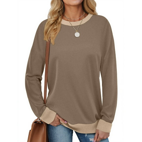 Fantaslook Color Block Sweatshirts for Women Crewneck Long Sleeve Shirts Fashion Tops Pullover Sweatshirts Fall Outfits