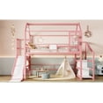 thumbnail image 5 of Full Size Adjustable Bed Base, Full House Loft bed with Slide and Stairs, Metal Playhouse Bed with Storage Shelves, House-shaped Roof and Noise-free Design, Pink, Pink Bed Frames,Platform Bed Frames, 5 of 9