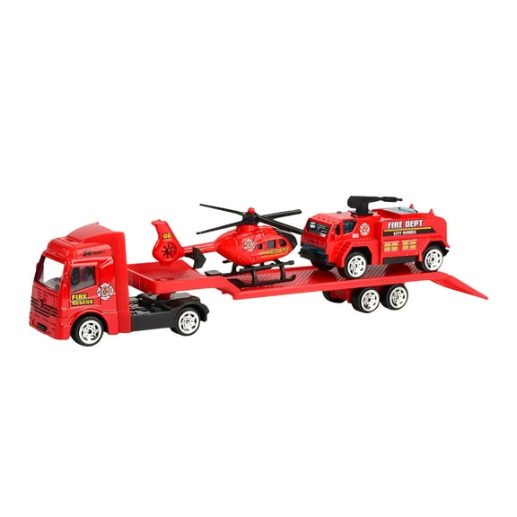 LAMIRO Truck and Trailer Toys for Boys Flatbed Trailer Trucks Toy Alloy Trailer Engineering Roller Excavator Truck Model Car Toys Construction Truck Toys