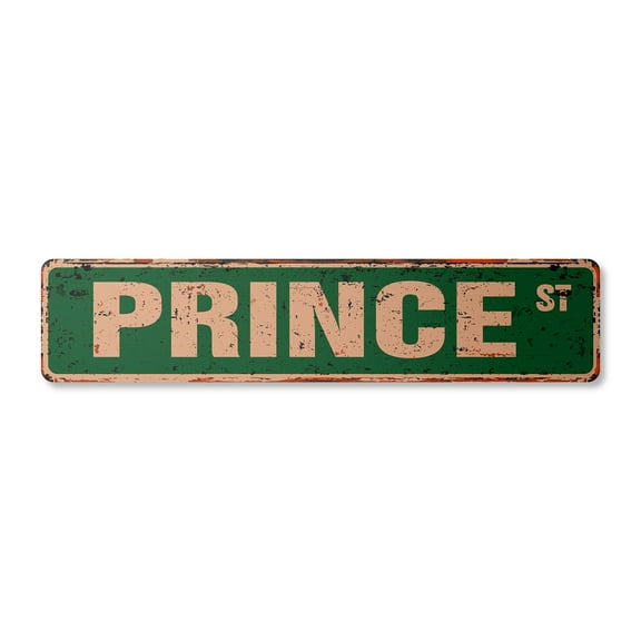 PRINCE Vintage Plastic Street Sign Childrens Name Room Sign | Indoor/Outdoor | 18" Wide