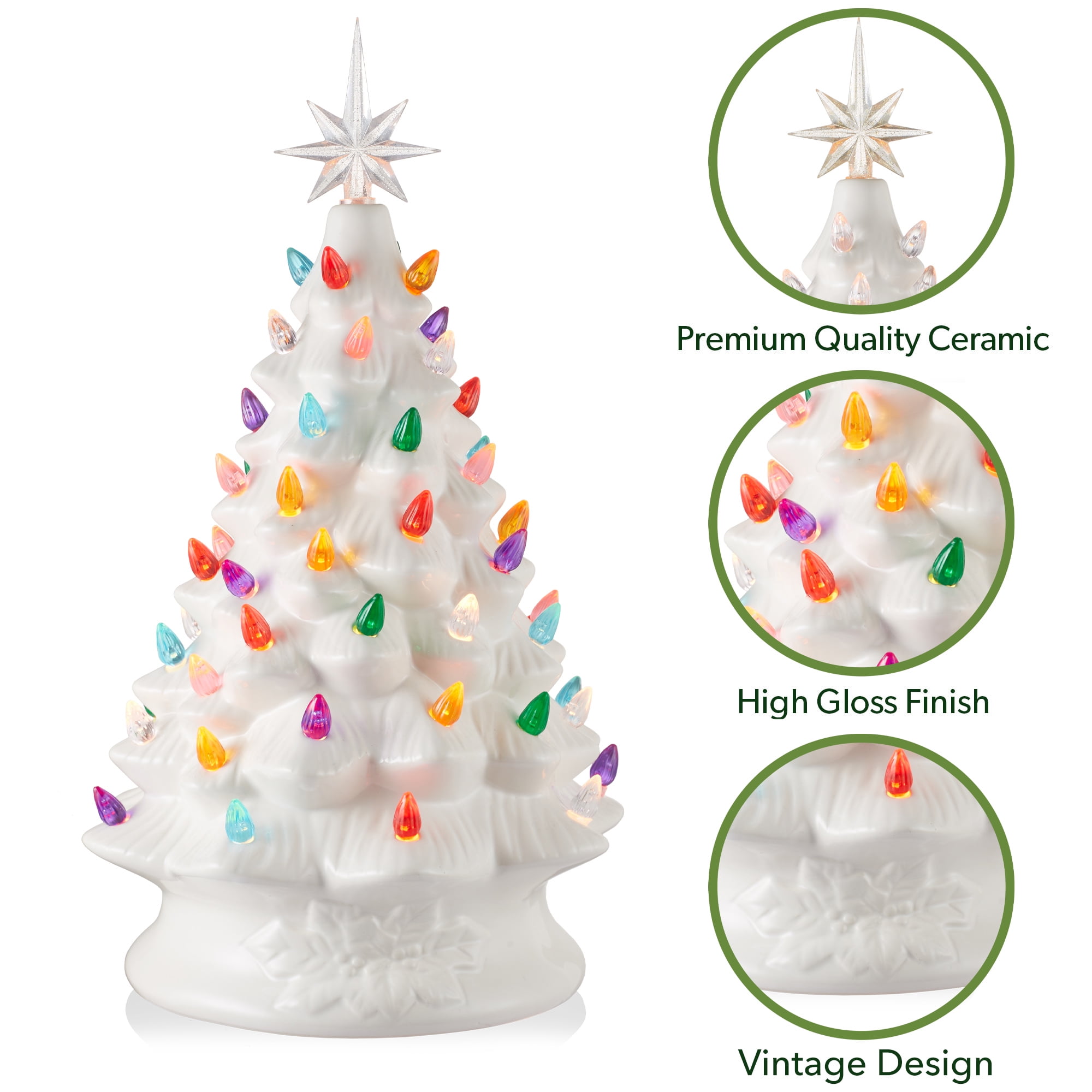 Ceramic Tree Bulbs 108 Replacement Bulbs + 3 Star Toppers For Ceramic  Christmas Tree - Multi-Color Twist Lights Christmas Lighted Tree Topper, image size:2000x2000