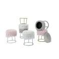 thumbnail image 5 of BirdRock Home Round Pink Faux Fur Foot Stool Storage Ottoman with Pale Gold Legs, 5 of 6