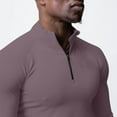 thumbnail image 5 of APEXFWDT Men's Long Sleeve Half-Zip Stand Collar Top Slim Fit Athletic Training Shirt with Thumb Holes Casual Activewear,L,Purple, 5 of 7