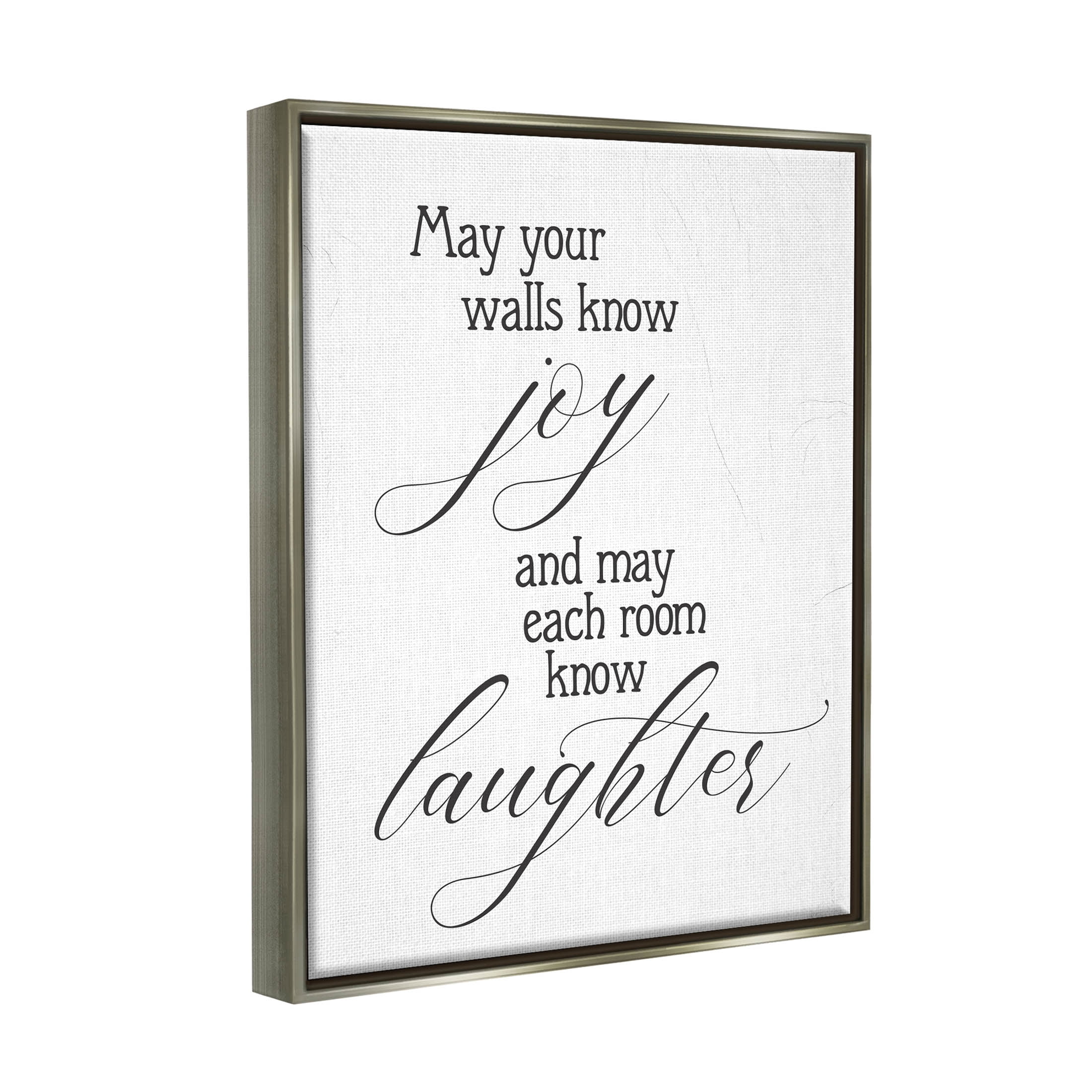 May Your Walls Know Joy Uplifting Phrase Inspirational Graphic Art Luster Gray Framed Art Print Wall Art