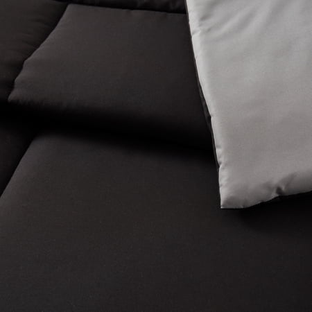 MAINSTAYS ALL IN ONE REVERSIBLE COMFORTER AND SHEET SET- 7 PIECE, FULL, BLACK