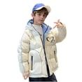 thumbnail image 2 of Hicidod Boys Girls Winter Jackets Hooded Long Sleeved Zipper Warm Down Coats Solid Color Thicked Waterproof Fashion Outerwear, 2 of 4