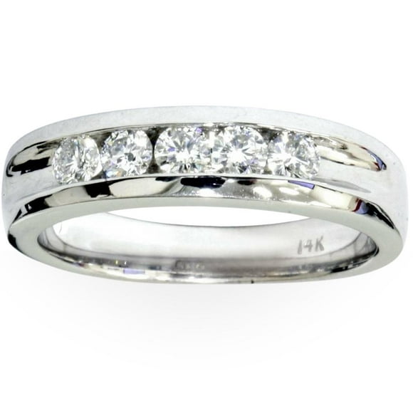Mens 3/4ct Diamond White Gold Wedding Ring Band New