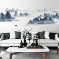 thumbnail image 4 of Ink Painting Mountain Wall Art Decor, Abstract Landscape Chinese Style Watercolor Sunset Vinyl Wall Decals Eco-Friendly Reusable & Repositionable for Home Decoration Smooth, 4 of 8