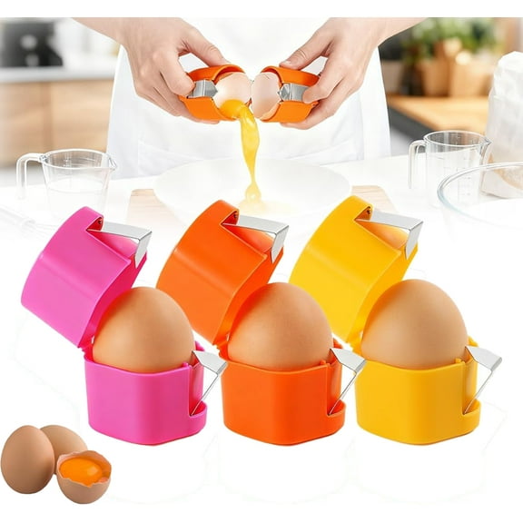 2026 New Handheld Egg Shell Opener - Easy to Open Hard Boiled & Raw Eggs, Egg Shell Separator Cutter, Essential Kitchen Gadget (Pink Orange Yellow)