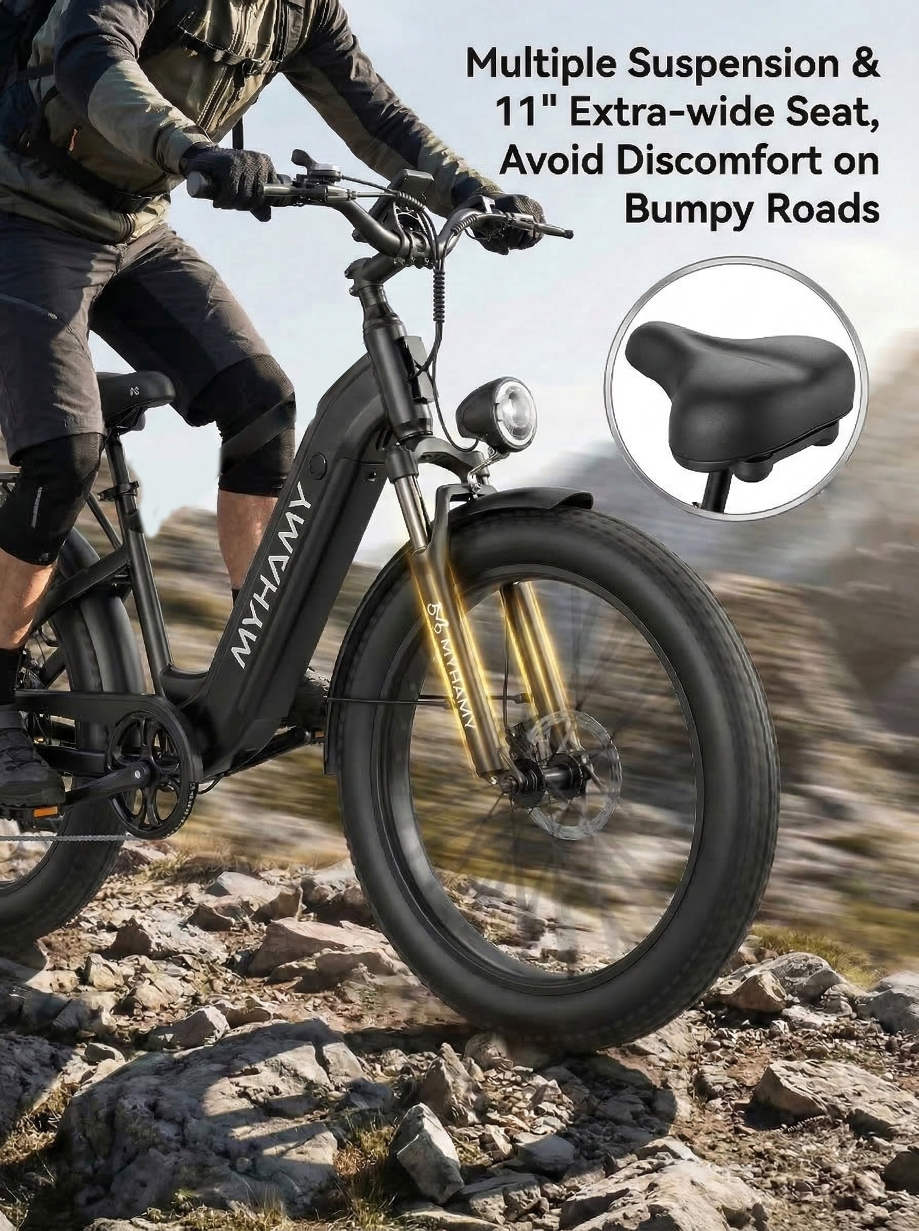 2000W Peak Power Electric Fat Tire Bike for Adults - 28MPH, 48V 18Ah (35-85 Miles), 26"x4" All-Terrain Ebike Electirc Bicycle with Full Suspension & 11" Comfort Seat - Conquer Snow, Sand & Trails