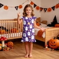 thumbnail image 2 of NIEWTR Halloween for Girls Flutter Sleeve Nightgown Summer Casual Cartoon Print Dress, 2 of 7