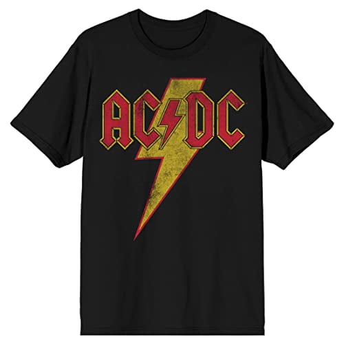AC/DC バンドTシャツ ロゴ＆サンダーボルト AAAボディ XL ACDC Vintage Lightning Bolt Logo Men's Black T-shirt-Large