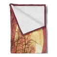 thumbnail image 2 of Luna Soft Flannel Fleece Throw Blanket, Night Sky Super Moon Behind Silhouette of Dead Tree Serenity Nature, Cozy Plush for Indoor and Outdoor Use, 60" x 80", Dried Rose Yellow Brown, by Ambesonne, 2 of 5