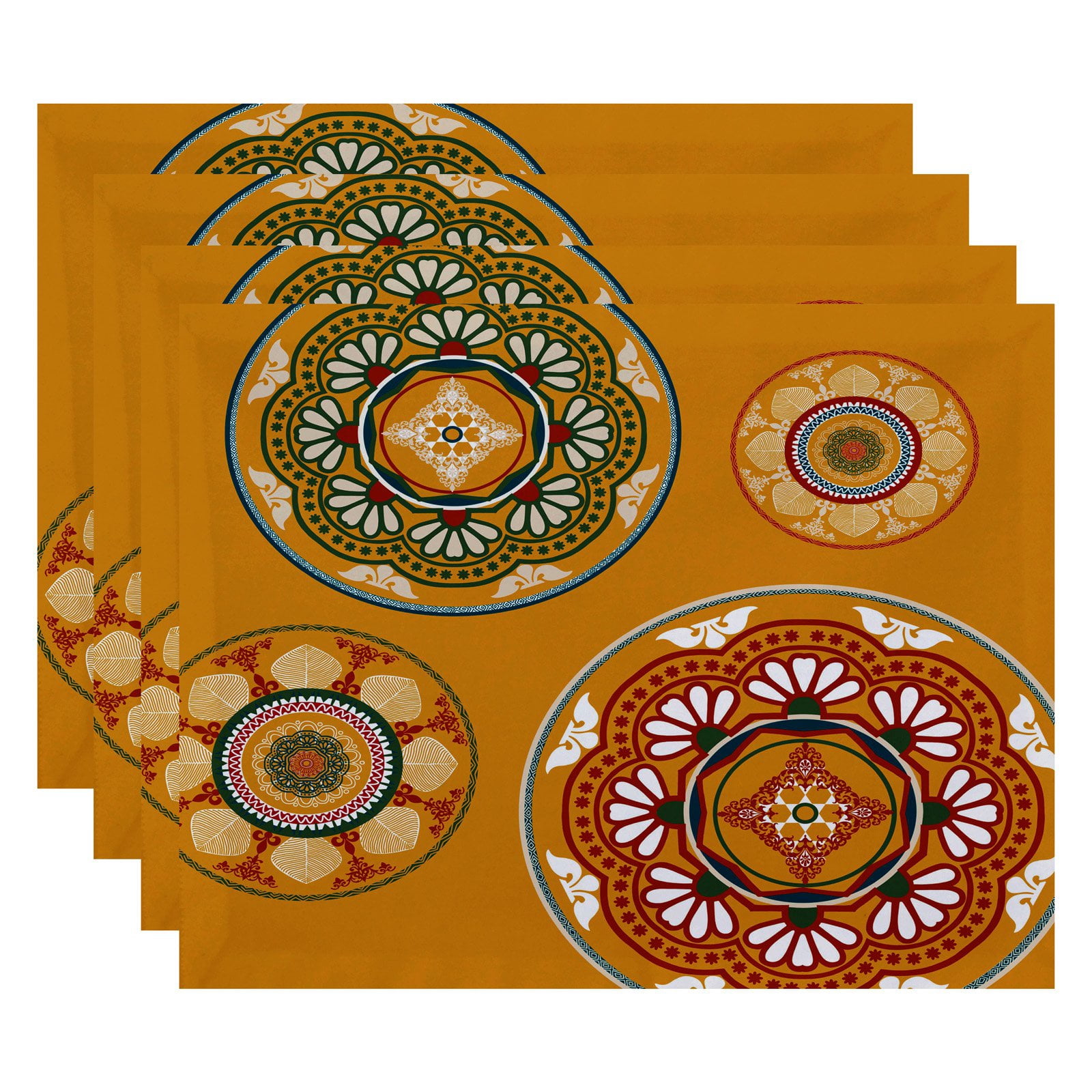 Simply Daisy 18" x 14" Medallions Geometric Print Placemats, Set of 4