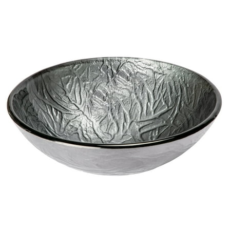 Eden Bath EB-GS77 5.75 in. Embossed Round Glass Vessel Sink, Silver