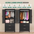 thumbnail image 6 of SUNCROWN 71" Storage Armoire Wardrobe Cabinet with 2 Doors & 2 Large Drawers, Freestanding Closet Organizer with Handles, Waterproof Storage Cabinet for Bedroom, Bathroom（Black), 6 of 9