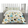 thumbnail image 3 of Ambesonne Abstract Quilted Bedspread Set 3 Pcs, Trippy Geometric Round, Queen Size, Aqua, 3 of 5