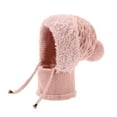 thumbnail image 5 of Bibifish Womens Scarf Hat One Piece Winter Warm Lined Scarf Hat With Pompoms Cold Weather Windproof Thermal Knitted Neck Warmers, 5 of 5