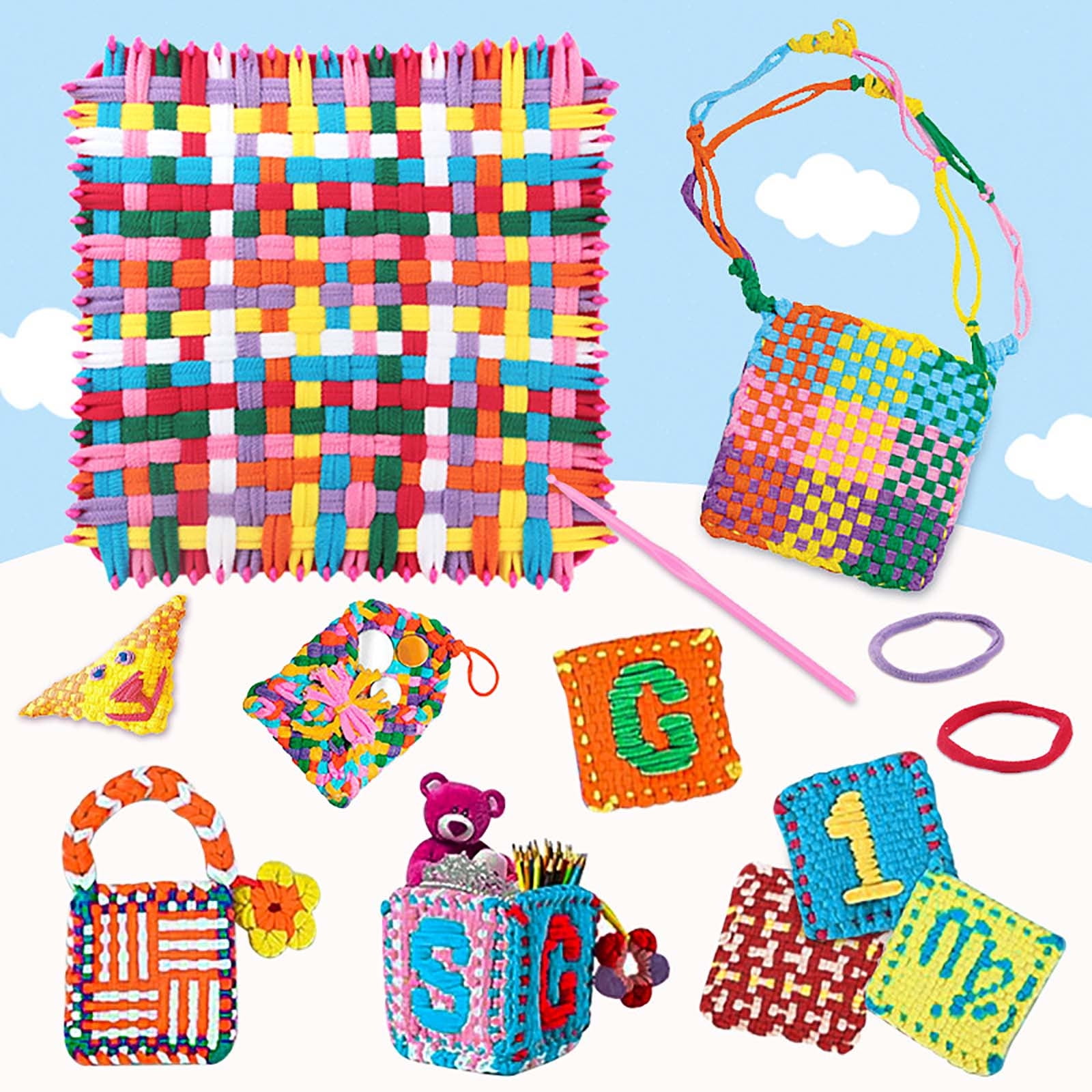 Loom Potholder Loops 8 Color Set, Weaving Loom Refill Loops Elastic Potholder Loom Loops Weaving Craft Loops DIY Crafts Weaving Loom Supplies