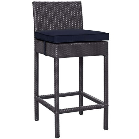 Modern Rattan Furniture Designs Modern Contemporary Urban Design Outdoor Patio Balcony Garden Furniture Bar Side Stool Chair, Rattan Wicker, Navy Blue ()