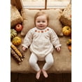 thumbnail image 6 of Lairauiy Baby Girl Thanksgiving Romper Long Sleeve Turkey Pumpkin Embroidery Bodysuit Newborn Outfit, 6 of 9