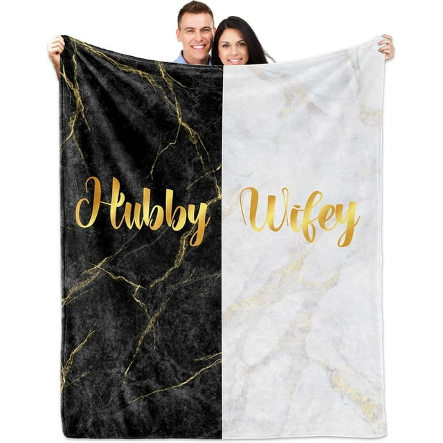 LHSHID Wedding Gifts for Newlywed Couple Mr and Mrs Honeymoon Throw Blanket Anniversary Romantic Gifts for Women Men Couples Gifts for Her Him Girlfriend Boyfriend Blankets for Couch Bedches 30x40in
