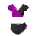 thumbnail image 4 of Linfrsh Women Two Piece Bikini Set High Waisted Color Block Swim Suit 2025 Summer Beach Womens Bathing Suit Purple,L, 4 of 5