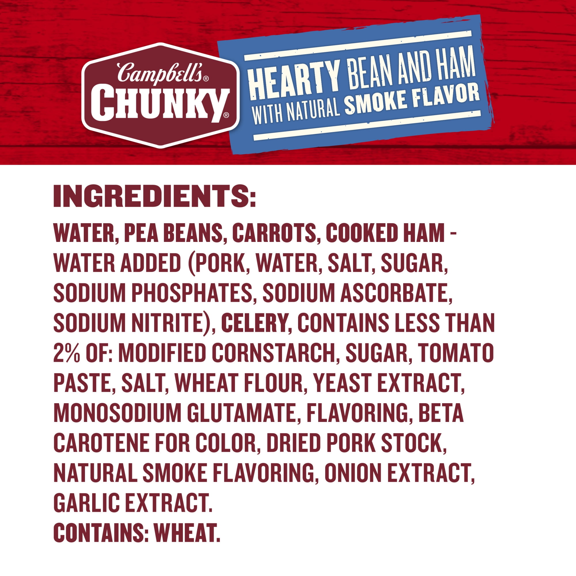 (12 pack) Campbell’s Chunky Soup, Ready to Serve Hearty Bean Soup with Ham, 19 oz Can