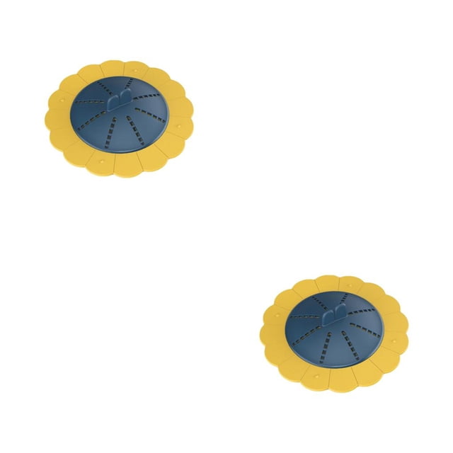 Cateissary Cubierta de drenaje de piso, desodorante portátil, colador giratorio colorido para fregadero de cocina, filtro de pelo de repuesto, Azul amarillo 2piezas