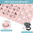 thumbnail image 2 of Square Shower Mat, 27"x 27" Extra Large Shower Mats for Inside Shower, TPE Anti Slip Shower mat with Suction Cups Drain Holes, Machine Washable Shower Floor Mat (Light Pink), 2 of 12