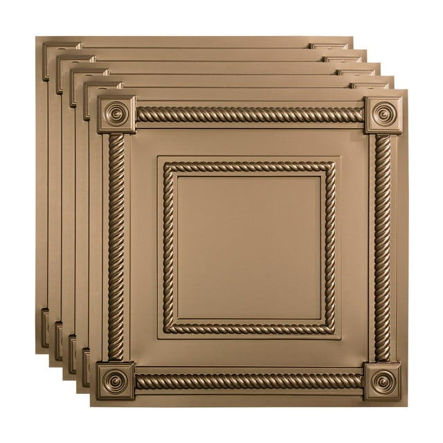 FASÄDE Coffer Decorative Vinyl 2ft x 2ft Lay in Ceiling Panel in Argent Bronze(5 Pack)