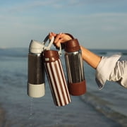 Mary Lawless Lee x TAL 32oz Stainless Steel 2-in-1 Straw and Chug Water Bottle with Push Lid and Strap, Stripes