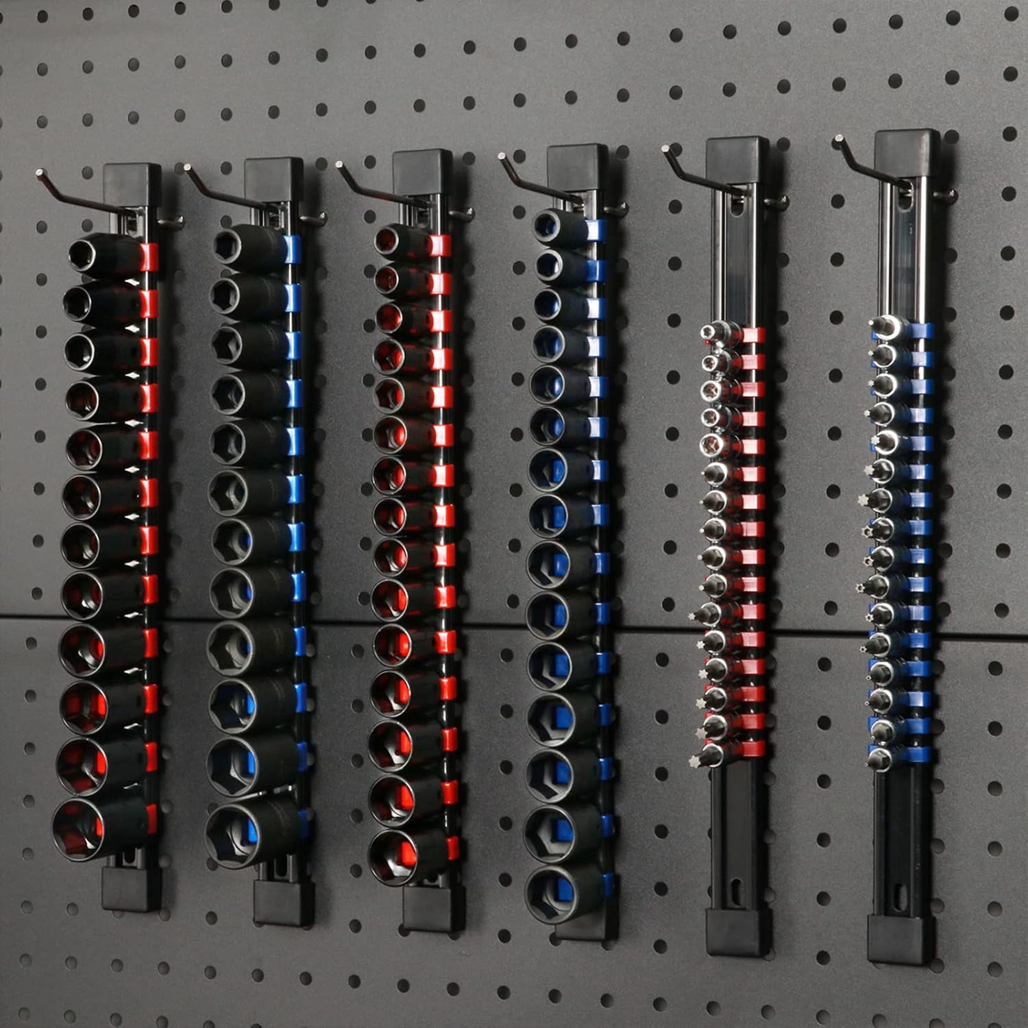 Mayouko Pro 12PCS ABS Socket Organizer, Portable Socket Rail Holder for Toolbox, 1/4 Inch x 48 Clips, 3/8 Inch x 90 Clips, 1/2 Inch x 36 Clips