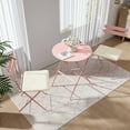 thumbnail image 3 of 3-Piece Patio Bistro Set with Folding Chairs & Table, 330 lb Capacity Powder-Coated Steel Frame Rust-Resistant, Outdoor Balcony Garden Furniture, Pink, 3 of 8