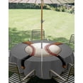 thumbnail image 2 of Outdoor Tablecloth with Umbrella Hole, Gray Baseball Spillproof Waterproof Outdoor Table Cover, Modern Sport Games Watercolor Patio Tablecloths for Party/Garden/Picnic, Round 54 inch, 2 of 9