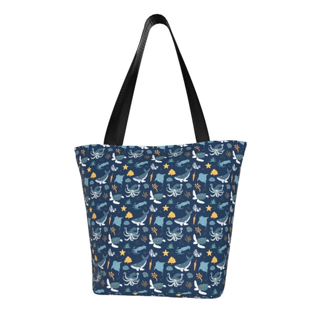 Fotbe Sea Turtle Bolsa de Playa con Estampado, Bolsa de Hombro, Bolsa de Mano Espaciosa, Bolsa de Viaje Ligera, Bolsa de Compras Versátil