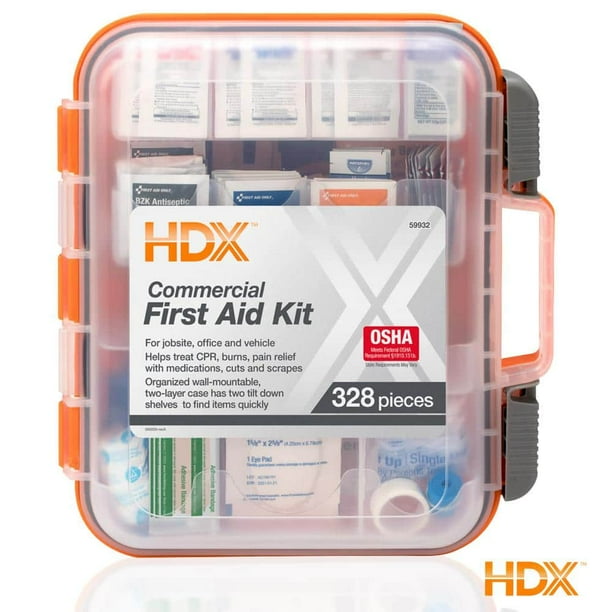 328Piece Commercial Clear Front Plastic OSHA First Aid Kit