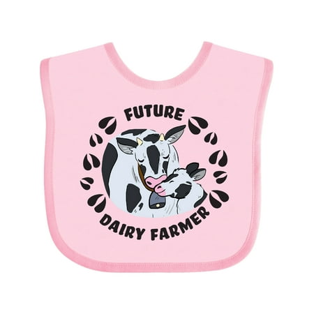

Inktastic Future Dairy Farmer with Cute Black and White Holstein Cows Gift Baby Boy or Baby Girl Bib