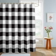 thumbnail image 4 of Shower Curtains for Bathroom, Black and White Checkered Waterproof Fabric Shower Curtain, Farmhouse Buffalo Plaid Decorative Bathroom Curtain for Bathtub, 36"x72", No Hooks Included, 4 of 9
