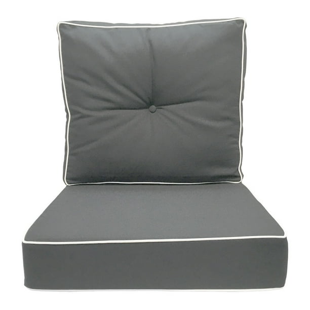 S3 Grey 24'' x 24'' x 5'' Deep Seat Cushion Back Rest Pillow Love Sofa Outdoor Polyester Water 