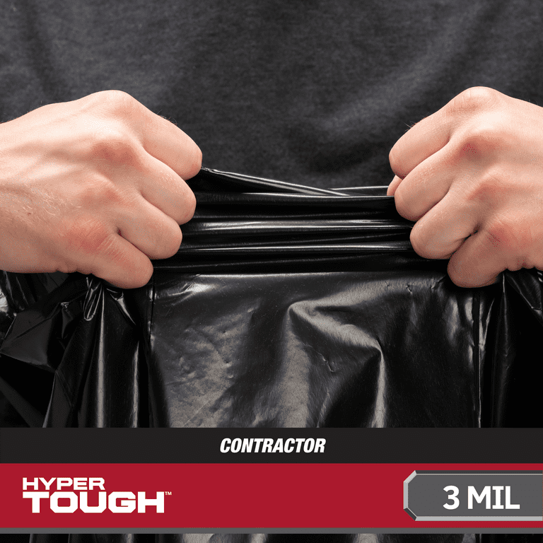 Ultrasac Contractor Bags 42 Gallon (20 PACK/w FLAP TIES), 32.75 x 44.5-3  MIL Thick Large Black Heavy Duty Industrial Garbage Trashbags for