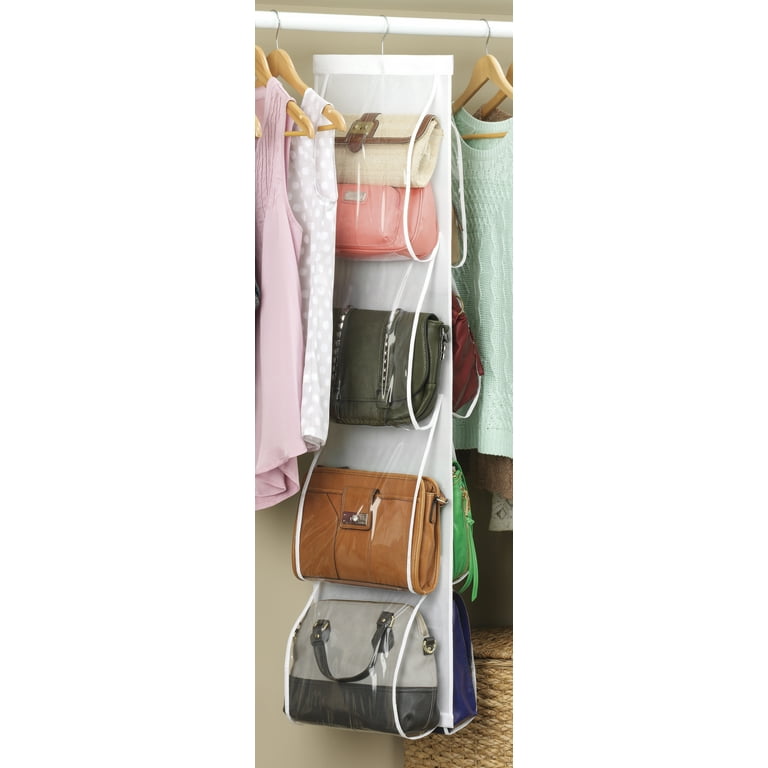 Zober Hanging Purse Organizer For Closet Clear Handbag Organizer For  Purses, Handbags Etc. 8 Easy Access Clear Vinyl Pockets With 360 Degree  Swivel Hook, Gray, 48” L x 13.8” W 48 L x 1 