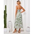 thumbnail image 3 of Vestido largo GRACE KARIN elegante con estampado floral escalonado en gasa verde, 3 of 6