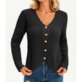 thumbnail image 4 of Long Sleeve V-neck Women Crochet Cardigan Casual Button Down Sweater, 4 of 6